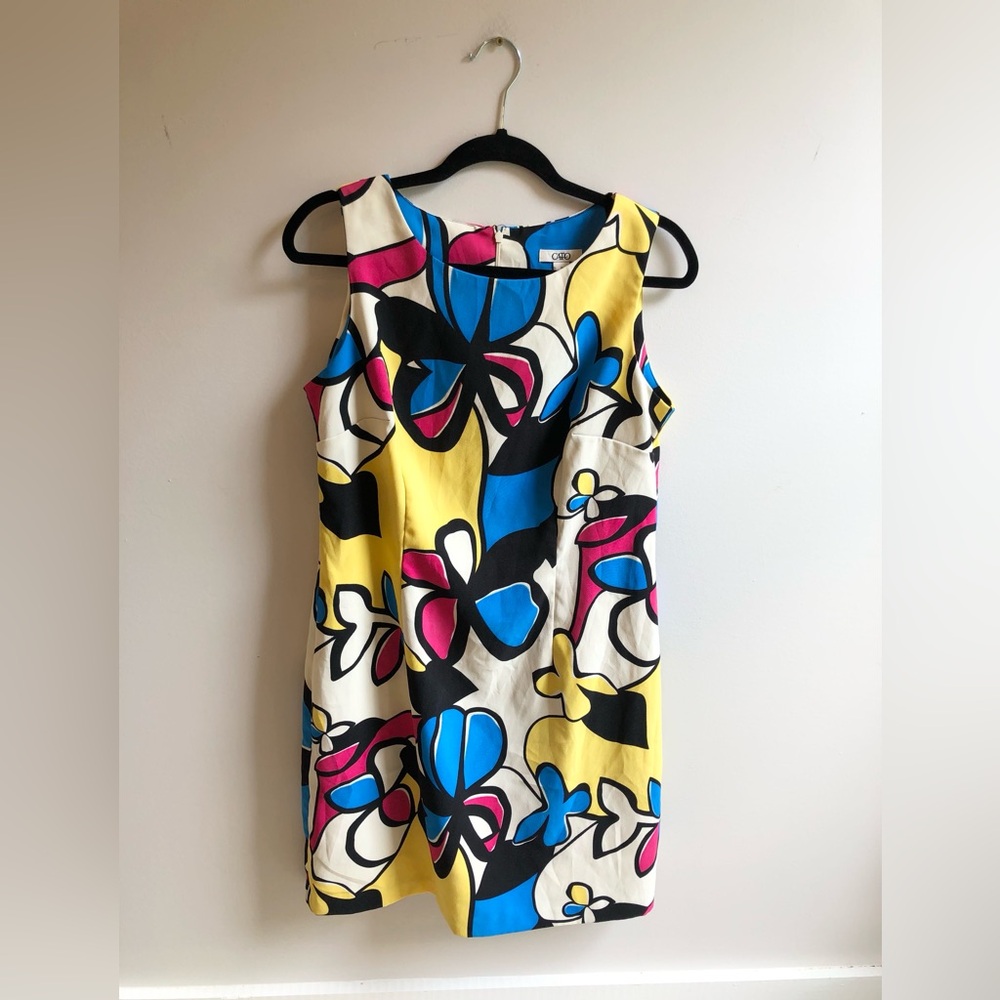 Cato Women’s Size 12 Colorful Retro Abstract Sleeveless MIDI Dress Zippered Back